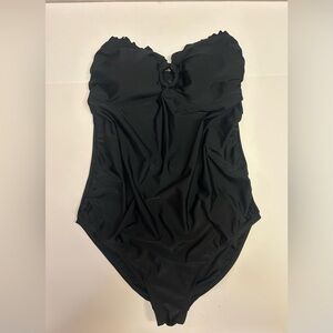 Motherhood Maternity Swimsuit Size Medium 1 Piece Padded Black Strapless‎